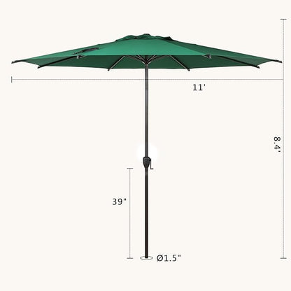 Abba Patio 11FT Lyon Outdoor Patio Umbrella Outdoor Table Umbrella with Push Button Tilt and Crank Market Umbrella 8 Sturdy Ribs UV Protection Waterproof for Garden Deck Backyard Pool Dark Green