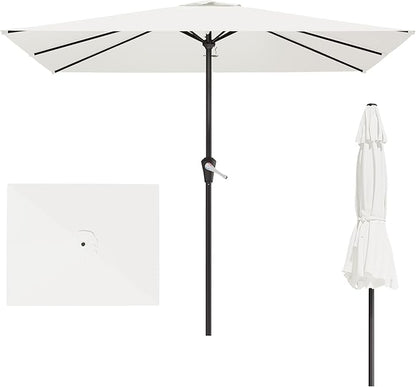 8' x 10' Rectangular Patio Umbrellas for Outdoor, Outdoor Table Umbrella, Large Outdoor Patio Umbrellas with 8 Sturdy Ribs for Market, Garden, Pool (Cream-white)