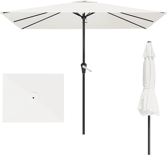 8' x 10' Rectangular Patio Umbrellas for Outdoor, Outdoor Table Umbrella, Large Outdoor Patio Umbrellas with 8 Sturdy Ribs for Market, Garden, Pool (Cream-white)