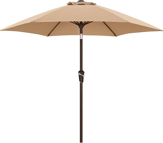 ABCCANOPY 7.5FT OutdoorPatio Umbrella, UV Protection Table Umbrella w/Crank for Easy Set Up, Suitable for Garden, Lawn, Deck & Backyard (Khaki)