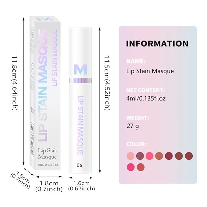 Matte Lip Gloss Peel Off Masque - Peel Off Lip Stain Tattoo, Rich Neutral Red Peel Off Lip Tint，Long Lasting Waterproof Transfer-proof Lip Mask Lip Stain Peel Off Lip Gloss,Stay Lip Makeup 06#