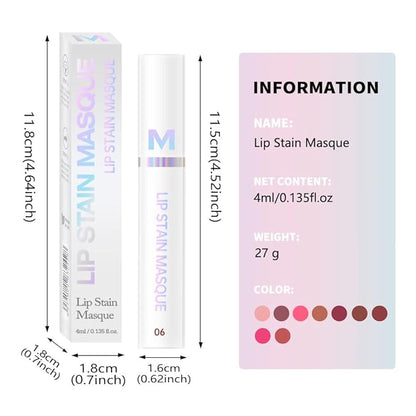 Matte Lip Gloss Peel Off Masque - Peel Off Lip Stain Tattoo, Rich Neutral Red Peel Off Lip Tint，Long Lasting Waterproof Transfer-proof Lip Mask Lip Stain Peel Off Lip Gloss,Stay Lip Makeup 06#