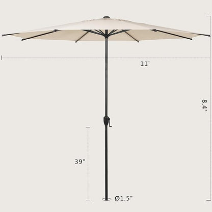 Abba Patio 11FT Lyon Outdoor Patio Umbrella Outdoor Table Umbrella with Push Button Tilt and Crank Market Umbrella 8 Sturdy Ribs UV Protection Waterproof for Garden Deck Backyard Pool Beige