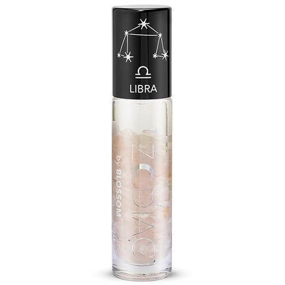 Blossom Zodiac Sign Vanilla Scented Moisturizng Roll On Lip Gloss with Crystals + pH Technology Color Charnging Shimmering Lip Balm, 2 Pack Bundle, Libra/Crystal