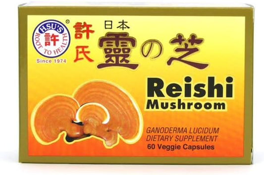 Hsu's Ginseng SKU 3724 | Japanese Reishi Mushroom Capsules, 120 Count | 許氏日本雙靈芝禮盒 | 120ct Box of Reishi Mushroom Capsules, B073V3CPW3