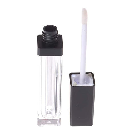 10 Pcs 7.5ml Square Clear Plastic Lip Gloss Tubes Vials with Mirror LED Light Lip Glaze Tube Bottles Empty Refillable Makeup Lipstick Tube DIY Cosmetic Container Travel for Woman Girl(Black)