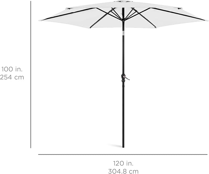 Best Choice Products 10ft Outdoor Steel Polyester Market Patio Umbrella w/Crank, Easy Push Button, Tilt, Table Compatible - White