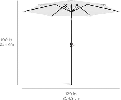 Best Choice Products 10ft Outdoor Steel Polyester Market Patio Umbrella w/Crank, Easy Push Button, Tilt, Table Compatible - White