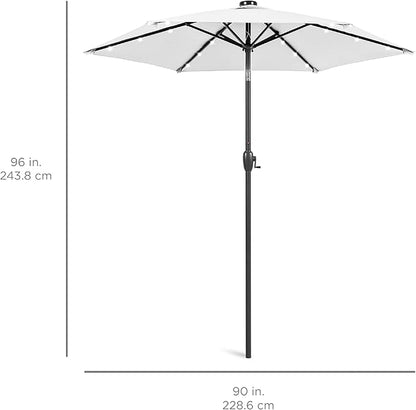 Best Choice Products 7.5ft Outdoor Solar Market Table Patio Umbrella for Deck, Pool w/Tilt, Crank, LED Lights - Bright White
