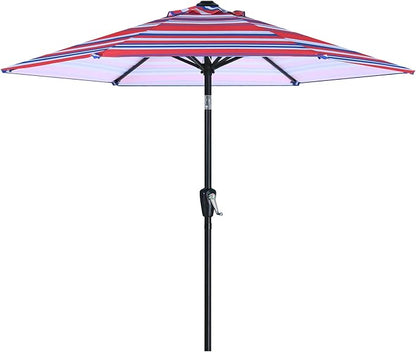 ABCCANOPY 7.5FT Outdoor Patio Umbrella, UV Protection Table Umbrella w/Crank for Easy Set Up, Suitable for Garden, Lawn, Deck & Backyard (Dark Blue Red Stripe)