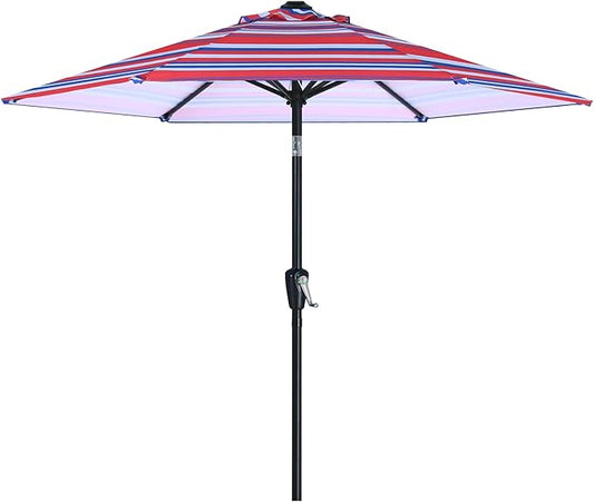 ABCCANOPY 7.5FT Outdoor Patio Umbrella, UV Protection Table Umbrella w/Crank for Easy Set Up, Suitable for Garden, Lawn, Deck & Backyard (Dark Blue Red Stripe)