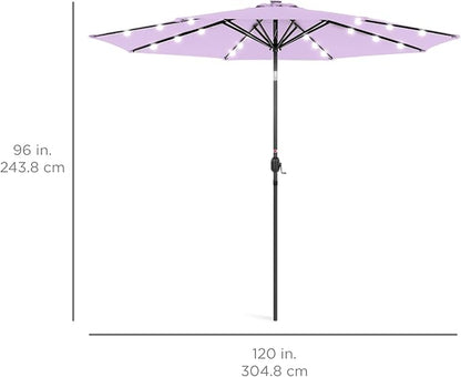 Best Choice Products 10ft Solar Polyester LED Lighted Patio Umbrella w/Tilt Adjustment and UV-Resistant Fabric - Lavender