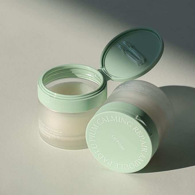 LU'PIUM Calming Repair Ampoule Pad / 80pads, VEGAN fabric pad, Hypoallergenic, for Sensitive skin, Chamaecyparis Obtusa Water, Korean Skin care, Quick calming effects, Soothing, Cooling