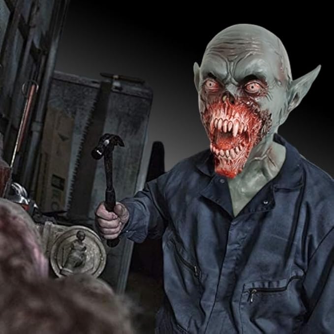 Scary Halloween Mask for Adults - Realistic Vampire Zombie Head Latex Masks Monster Costume Props Horror Cosplay & Party Helmet