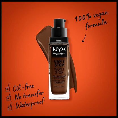 NYX PROFESSIONAL MAKEUP Can't Stop Won't Stop Foundation, Deep Walnut