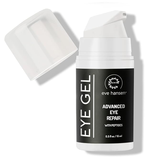Eve Hansen Anti-Aging Bundle - Eye Gel with Peptides & Hyaluronic Acid Serum for Face - Hydrating Under-Eye Cream with Plant Stem Cells, Vitamin E, and Moisturizer with Vitamin C + E