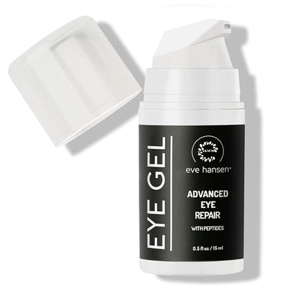 Eve Hansen Anti-Aging Bundle - Eye Gel with Peptides & Hyaluronic Acid Serum for Face - Hydrating Under-Eye Cream with Plant Stem Cells, Vitamin E, and Moisturizer with Vitamin C + E