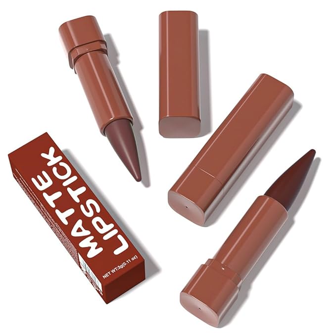 BINGBRUSH 2-in-1 Gradient Lip Liner & Lipstick Combo,2Pcs Matte Longwear Waterproof Lip Pencil with Cone Tip,Smudge Proof Crayon for Flawless Ombre Contour,Women's Long Lasting Makeup Set(08#&08)