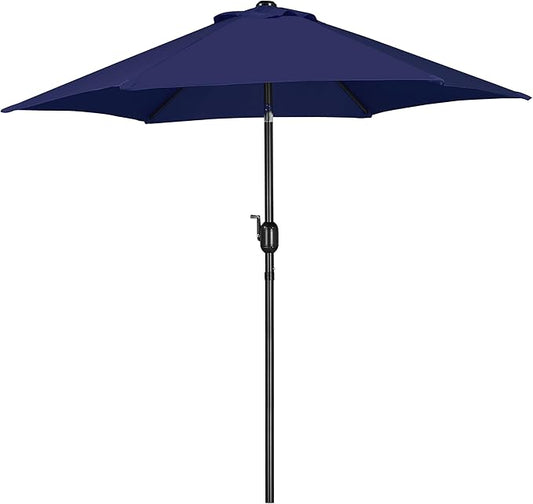 Yaheetech 7.5FT Patio Umbrella Outdoor Table Umbrella Canopy Market Umbrella with Push Button Tilt & Crank for Garden/Lawn/Deck/Backyard/Pool, 6 Ribs, Navy Blue
