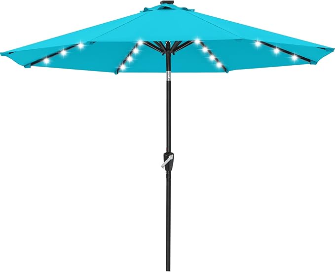 ABCCANOPY Durable Solar Led Patio Umbrellas with 32LED Lights 10FT (Turquoise)