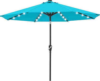 ABCCANOPY Durable Solar Led Patio Umbrellas with 32LED Lights 10FT (Turquoise)