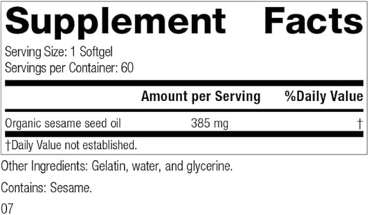 Standard Process Sesame Seed Oil - Whole Food Antioxidant, Healthy Blood, Immune Support Supplement, Liver Support and Liver Supplement with Sesame Seed Oil - 60 Softgels
