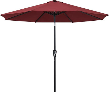 ABCCANOPY 9FT Outdoor Patio Umbrella, 8 Ribs Table Umbrella w/Crank for Easy Set Up, Suitable for Garden, Lawn, Deck & Backyard (Burgundy)