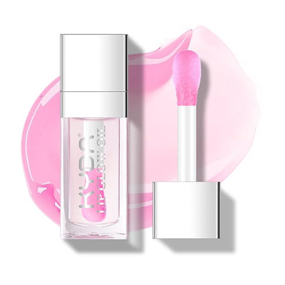 KYDA Hydrating Lip Glow Oil, Clear to Pink, Color Change Effect, Moisturizing Transparent Plumping Lip Oil Tinted for Lip Care and Dry Lips
