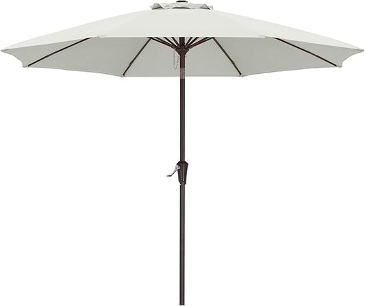 ABCCANOPY 11FT Patio Umbrella, Outdoor Waterproof Table Umbrella with Push Button Tilt and Crank, 8 Ribs UV Protection Pool Umbrella for Garden, Lawn, Deck & Backyard (Light Beige)