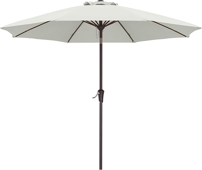 ABCCANOPY 10FT Patio Umbrella, Outdoor Waterproof Table Umbrella with Push Button Tilt and Crank, 8 Ribs UV Protection Pool Umbrella for Garden, Lawn, Deck & Backyard (Light Beige)