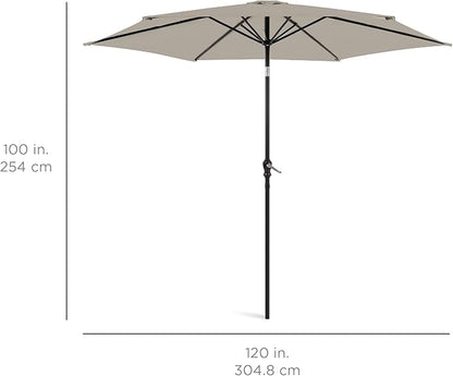 Best Choice Products 10ft Outdoor Steel Polyester Market Patio Umbrella w/Crank, Easy Push Button, Tilt, Table Compatible - Beige