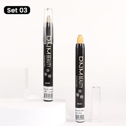Kaely 2Pcs Cream Eyeshadow Stick Set for Eyes,Light Khaki & Desert Gold Shimmer Pen,Eye Brightener Halloween Makeup,sombras para ojos,Smooth Eye Shadow Highlighter Crayon Pencil Waterproof,04+06