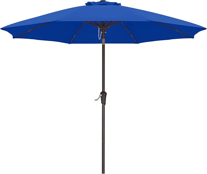 ABCCANOPY 9FT Outdoor Patio Umbrella, 8 Ribs Table Umbrella w/Crank for Easy Set Up, Suitable for Garden, Lawn, Deck & Backyard (Blue)