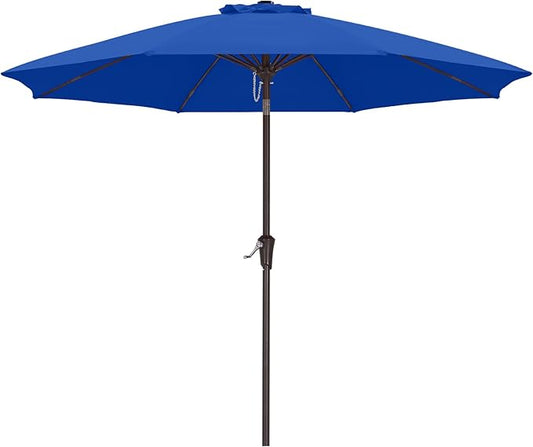ABCCANOPY 9FT Outdoor Patio Umbrella, 8 Ribs Table Umbrella w/Crank for Easy Set Up, Suitable for Garden, Lawn, Deck & Backyard (Blue)