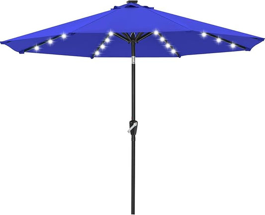 ABCCANOPY 10FT Durable Solar Led Patio Umbrellas with 32LED Lights (Blue)