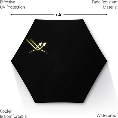 7.5Ft/9Ft Patio Umbrella, UV Protect Pool Umbrella with Heavy Duty Pole,Outdoor Umbrella with Push Botton Tilt & Crank