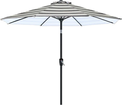 ABCCANOPY 9FT Outdoor Patio Umbrella, 8 Ribs Table Umbrella w/Crank for Easy Set Up, Suitable for Garden, Lawn, Deck & Backyard (Dark Blue Stripes)