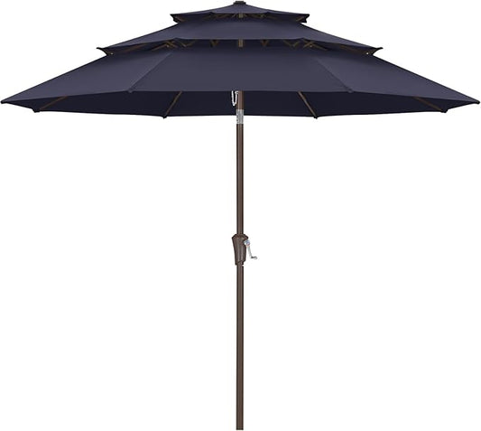 ABCCANOPY Patio Umbrellas 3 Tiers 9FT (Navy Blue)