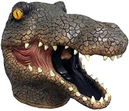 Crocodile Mask Latex Animal Head Mask Creepy Alligator Predatory Aquatic Reptile Mask Costume for Halloween Party Adult Size Multicoloured