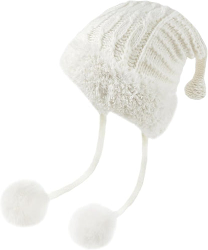 DOCILA Winter Beanie Hat for Women Warm Fleece Lined Pom Knit Earflap Hats Cute Outdoor Snow Ski Skull Cap
