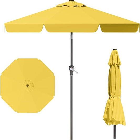 10FT Patio Umbrella Table Market Umbrella w/Tilt and Crank Outdoor Umbrellas for Garden, Deck, Backyard, Pool and Beach, Yellow