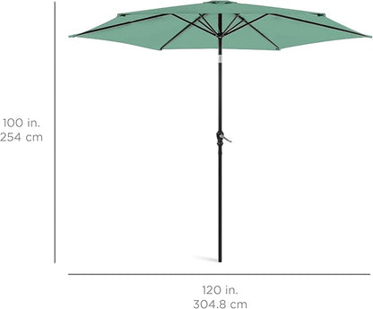 Best Choice Products 10ft Outdoor Steel Polyester Market Patio Umbrella w/Crank, Easy Push Button, Tilt, Table Compatible - Seaglass