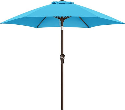 ABCCANOPY Patio Umbrella 7.5ft, Outdoor Table Umbrella with Push Button Tilt and Crank, 6 Ribs Umbrella for Patio Pool Garden Deck Aquamarine
