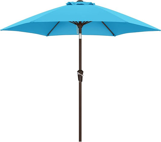 ABCCANOPY Patio Umbrella 7.5ft, Outdoor Table Umbrella with Push Button Tilt and Crank, 6 Ribs Umbrella for Patio Pool Garden Deck Aquamarine