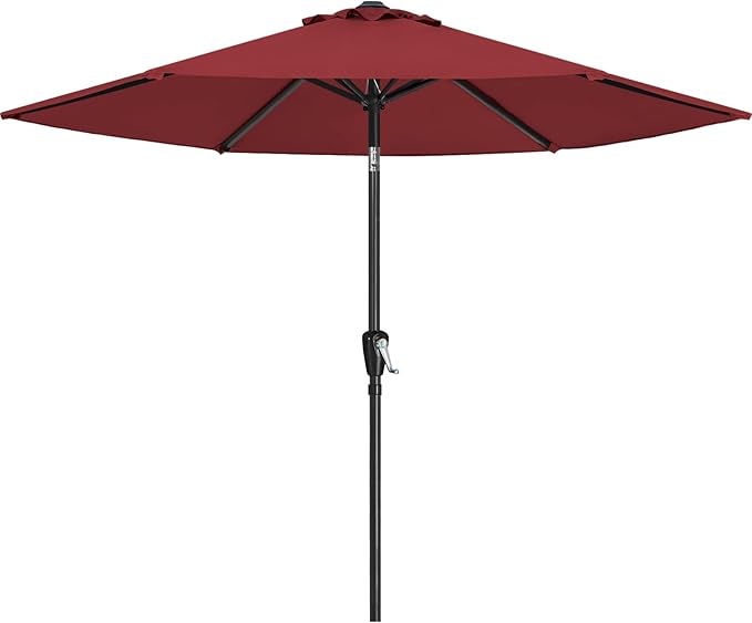 ABCCANOPY 7.5FT OutdoorPatio Umbrella, UV Protection Table Umbrella w/Crank for Easy Set Up, Suitable for Garden, Lawn, Deck & Backyard (Burgundy)