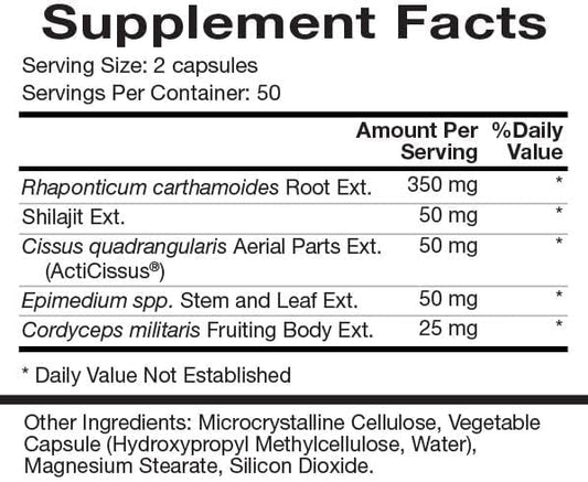Natura Health Products Botanabol Supplement - Builds Strength & Endurance and Optimizes Recovery Time - Featuring Rhaponticum, Shilajit, Cordyceps, Cissus Quadrangularis (100 Capsules)