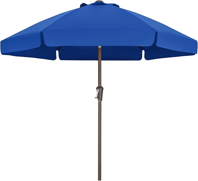 ABCCANOPY Patio Umbrella 7.5ft, Outdoor Table Umbrella with Push Button Tilt and Crank, 6 Ribs Umbrella for Patio Pool Garden Deck (Blue)