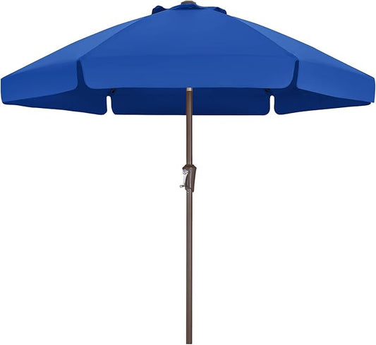 ABCCANOPY Patio Umbrella 7.5ft, Outdoor Table Umbrella with Push Button Tilt and Crank, 6 Ribs Umbrella for Patio Pool Garden Deck (Blue)