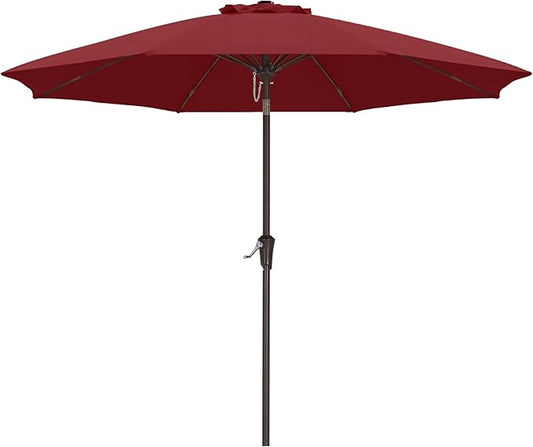 ABCCANOPY 10FT Patio Umbrella, Outdoor Waterproof Table Umbrella with Push Button Tilt and Crank, 8 Ribs UV Protection Pool Umbrella for Garden, Lawn, Deck & Backyard (Burgundy)