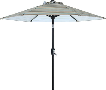 ABCCANOPY 7.5FT Outdoor Patio Umbrella, UV Protection Table Umbrella w/Crank for Easy Set Up, Suitable for Garden, Lawn, Deck & Backyard (Khaki Gray Stripe)
